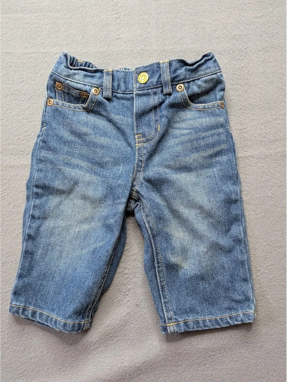 Polo Ralph Lauren Jeans Boys 3-6 Months Blue Denim Elastic Waist Snap Ankle